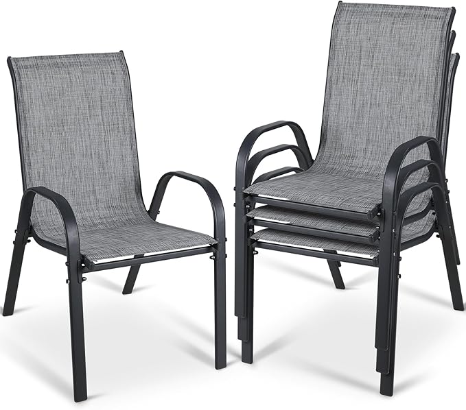 MAMIZO Patio Dining Chairs, Stackable All Weather Teslin Chair, Heavy Duty by MAMIZO