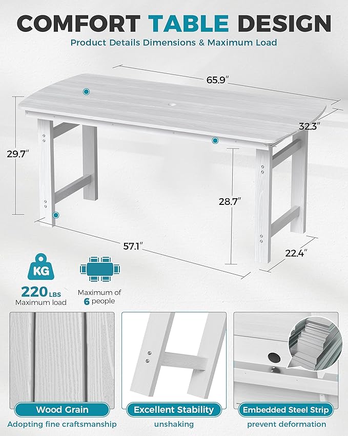 Ciokea HDPE Outdoor Dining Table - Image 2