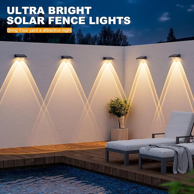 NIORSUN Solar Fence Lights, 24 Pack Deck Light, Led Lights Warm White Outdoor - Image 2