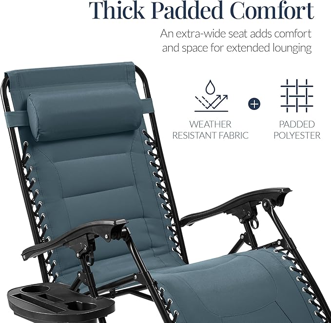 Best Choice Products Oversized Padded Zero Gravity Chair, Folding Outdoor Patio - Image 4