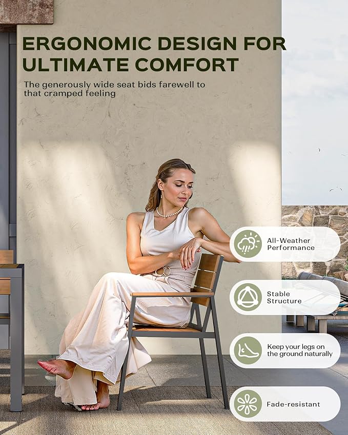 5-Piece Outdoor Dining Set, Aluminum Dining Table Set - Image 3