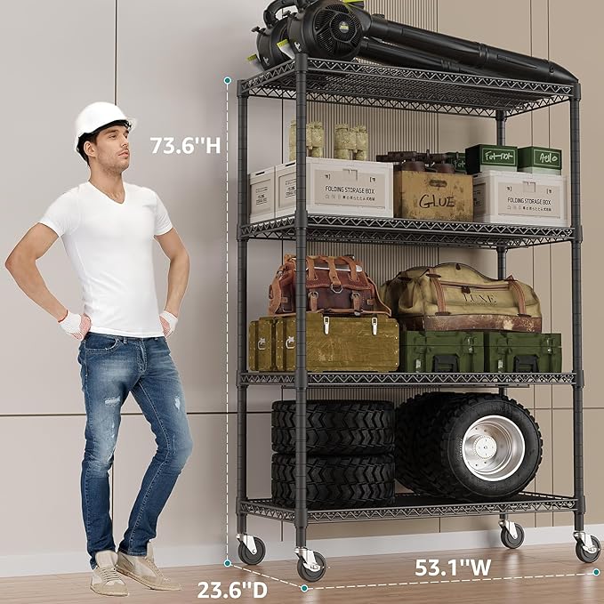 IZEUK Garage Shelving Wide Storage Shelves 4 Tier Metal Shelves 3200 LBS Heavy - Image 3