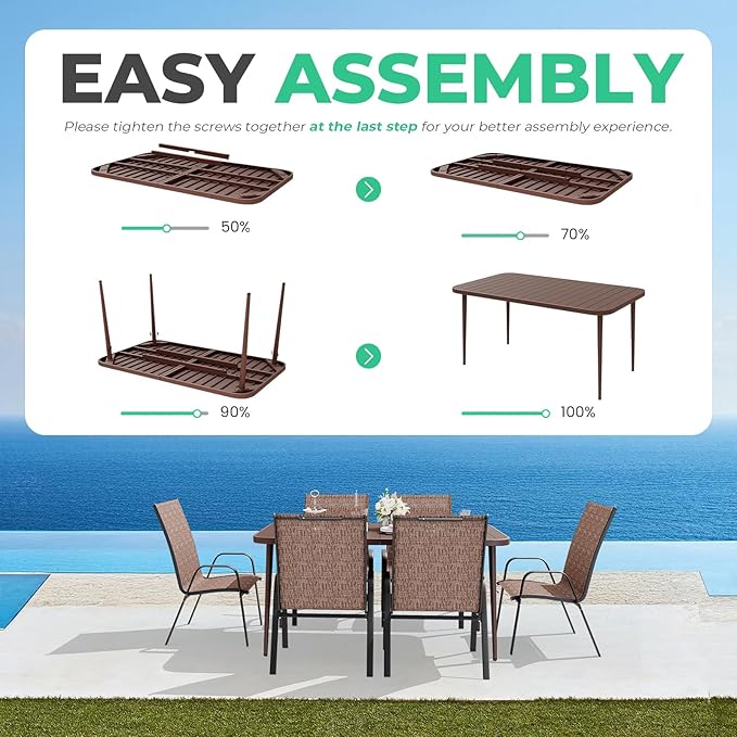 JEAREY Patio Dining Table, Outdoor Dining Table All-Weather - Image 4