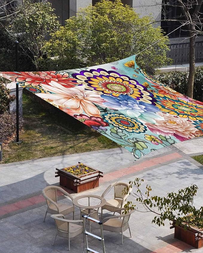 Sun Shade Sail 14'x18' Boho Floral Rectangle Sun Shade Sails Canopy Waterproof - Image 3