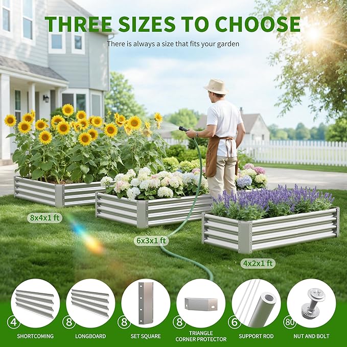 Galvanized Raised Garden Bed, Outdoor Planter Box Metal Patio Kit Planting Bed - Image 5