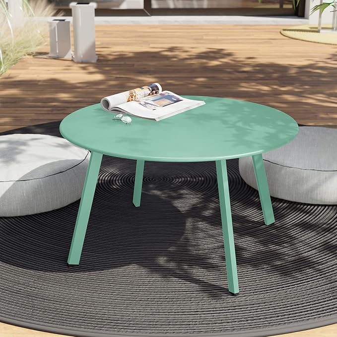 Grand Patio Round Steel Patio Coffee Table, Weather Resistant Outdoor Large - Image 2
