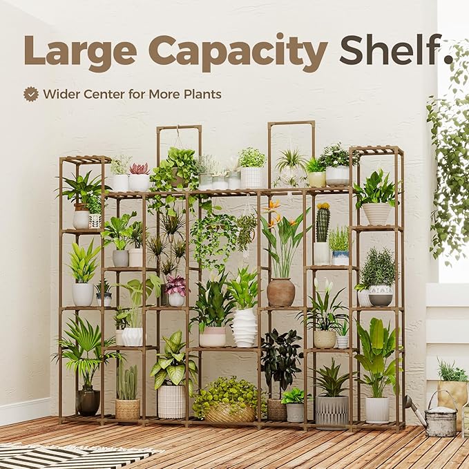 Bamworld Plant Shelf Indoor 30 Pots Large Plant Shelf Wide Tall Outdoor Plant - Image 4