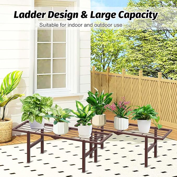 2 Pack Metal Plant Stand Outdoor Indoor, 1 Tier Folding Tiered Flower Plant - Image 3