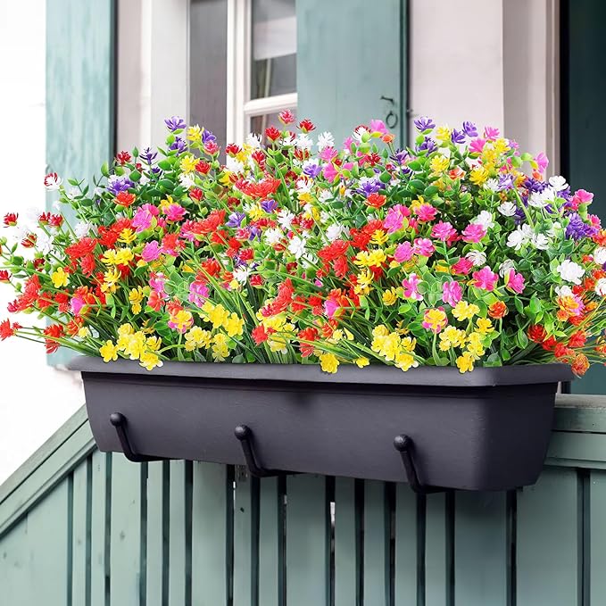 AGIRL 24 Bundles Artificial Flowers Outdoor, No Fade Fake Plastic Flowers Faux - Image 4