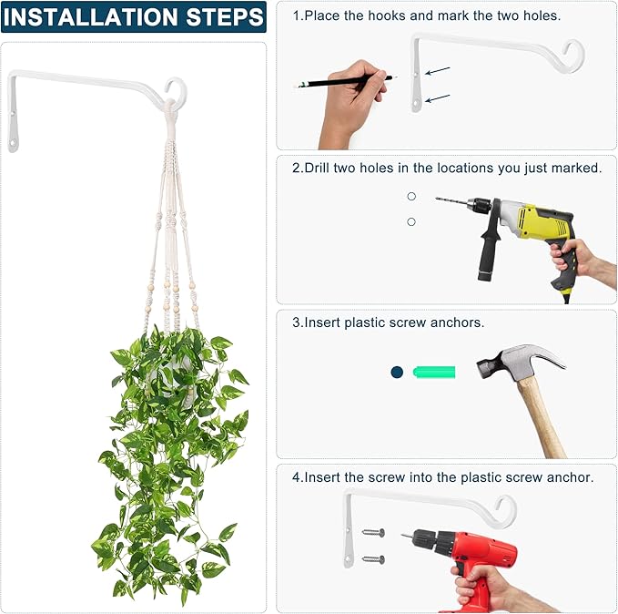 Plant Hanger Indoor/Outdoor 10 inch Metal Wall Plant Hook Decorative Plant - Image 2