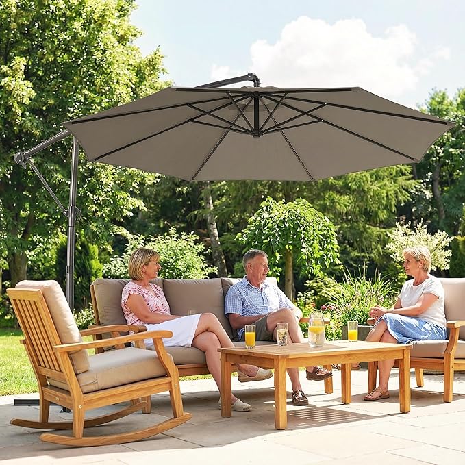 Outsunny 10 ft Offset Patio Umbrella - Image 9