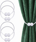 Hion Magnetic Curtain Tiebacks White 4 Pack, Curtain Tiebacks Buckles Holdbacks by Hion