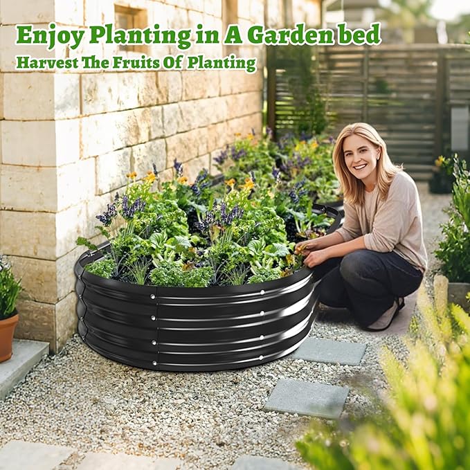 Oval Galvanized Planter Box, Metal Raised Garden Bed - Image 6