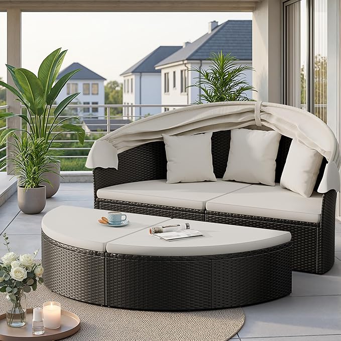 Devoko Patio Furniture Outdoor Round Daybed - Image 6
