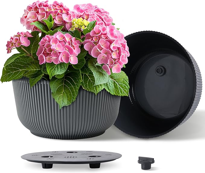 T4U 12 Inch Large Self Watering Plant Pots, Wide Self Watering Planter by T4U