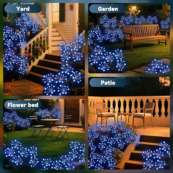 Solar Garden Lights 2 Pack Waterproof Swaying Starburst Light Solar Outdoor - Image 6