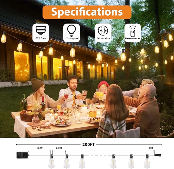 Brightever 200FT Outdoor String Lights - Image 2