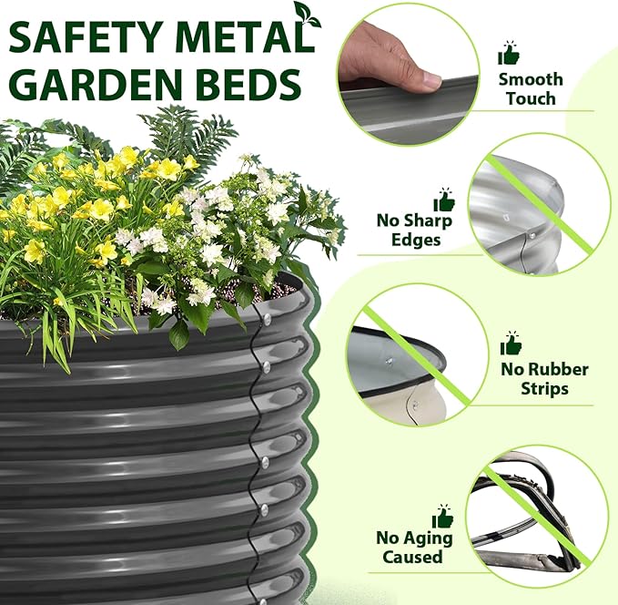 A ANLEOLIFE 4-Set 8X4X2 ft Galvanized Raised Garden Bed Kit, Oval Metal Deep - Image 5
