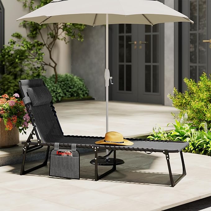Outsunny Chaise Lounge Chair Outdoor, 5-Position Adjustable Sun Tanning Chair - Image 8