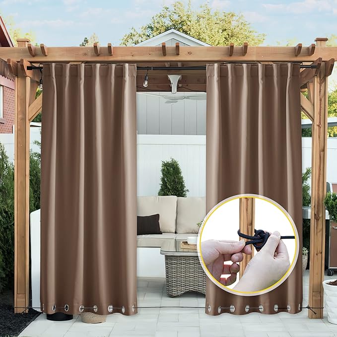 NICETOWN 2 Panels Weighted Blackout Curtains Patio Waterproof Outdoor Curtains - Image 9