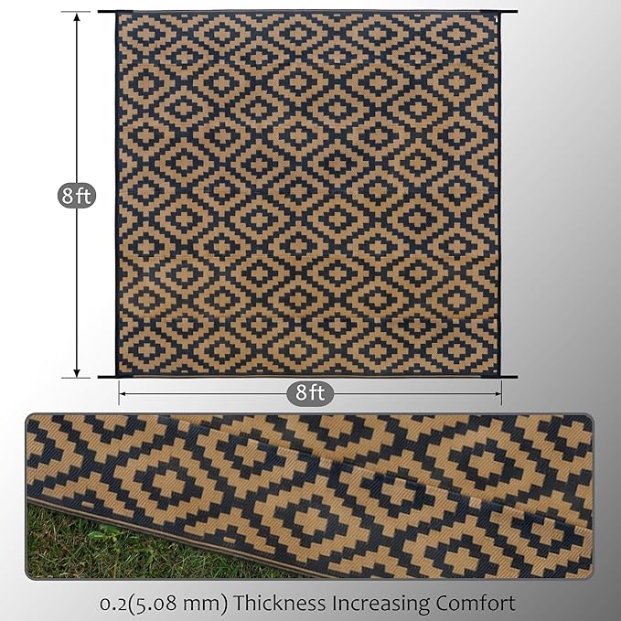 SAND MINE Reversible Mats, Plastic Straw Rug, Modern Area Rug, Large Floor Mat - Image 2