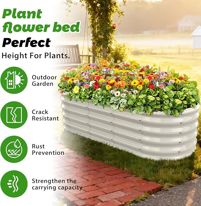 17" Tall Outdoor Garden Raised Garden Bed Kits, 5ft X 2ft Oval, 0.8MM Thick - Image 2