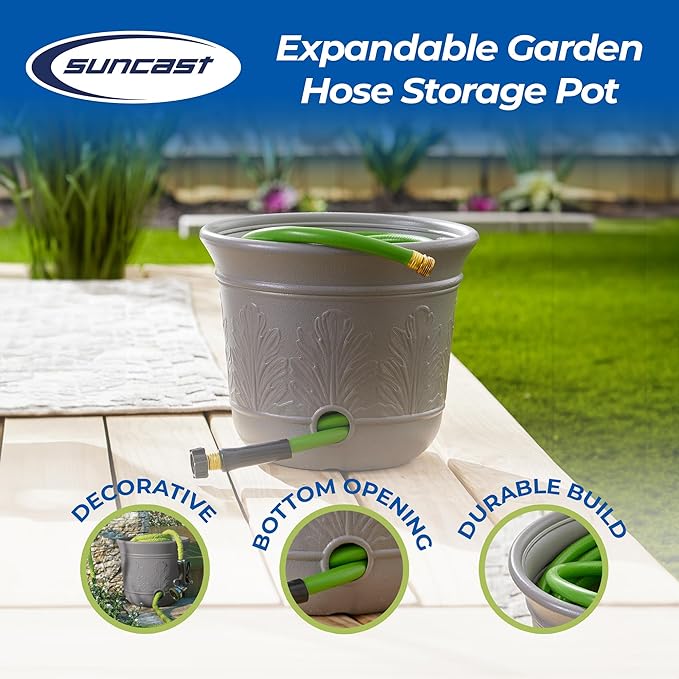 Suncast 300 Foot Heavy Duty 5 Gallon Decorative Plastic Hose Pot - Image 2
