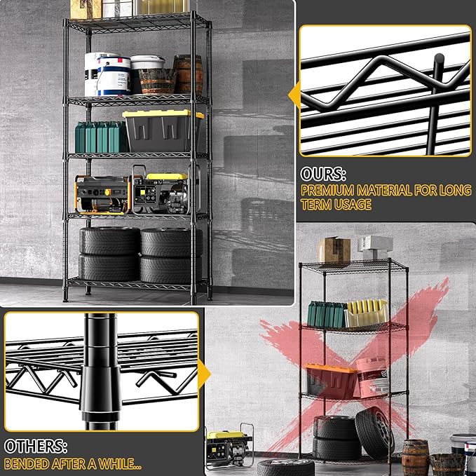 1250 lbs 5 Tier Shelf Metal Storage Shelves Shelving Wire Rack Heavy Duty - Image 6