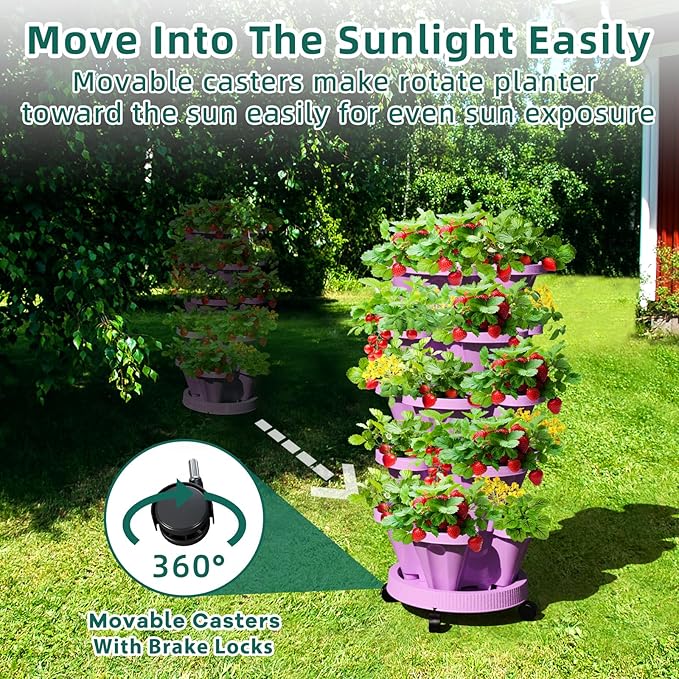 Strawberry Vertical Planter GardenTower, 5 Tiered Stackable Planter - Image 2