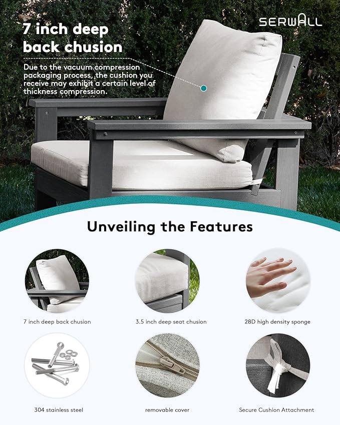 SERWALL Outdoor Sectional Sofa Set, 5-piece Outdoor Modula Couch Set - Image 6