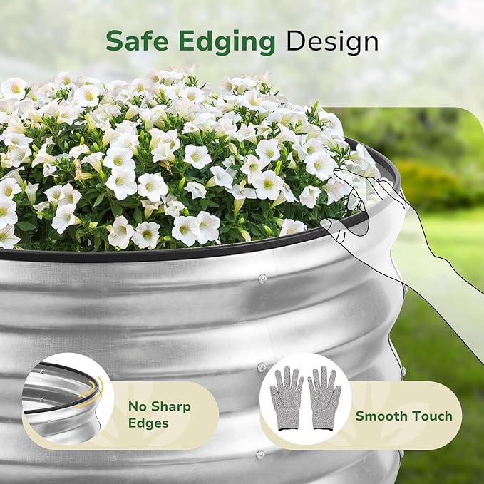 GreatBuddy 2x2x1 ft Round Galvanized Raised Garden Bed, Easy-Assembly Raised Bed - Image 6