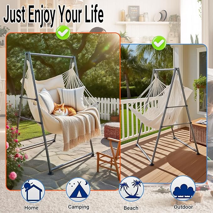 Hammock Chair Stand with X-Large Swing Chair with Footrest，Anti-Tip Thickened - Image 7