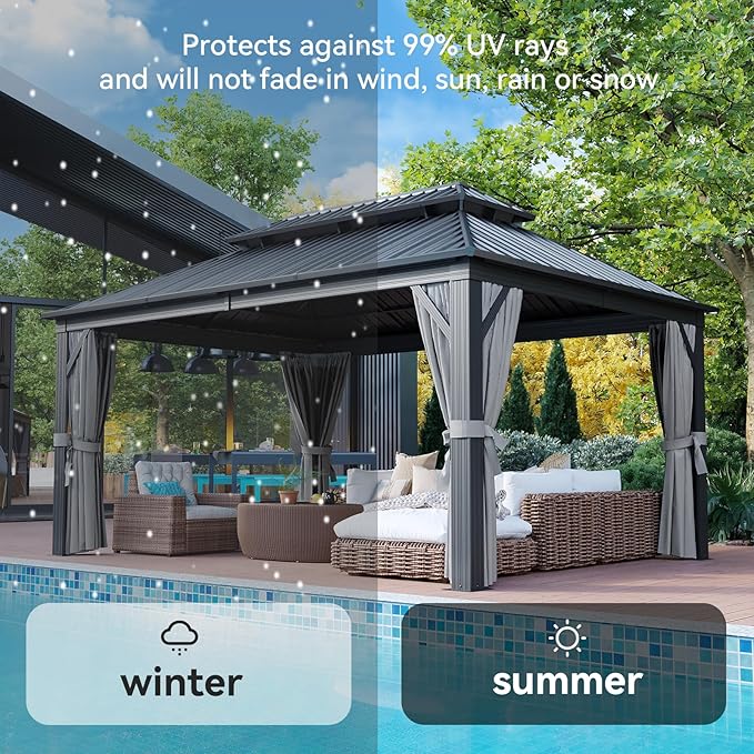 Aoxun 12FT X 16FT Hardtop Gazebo, Outdoor Pergolas - Image 6