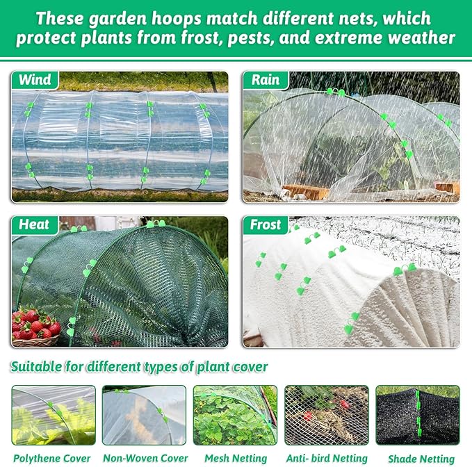 30 Pcs Garden Hoops for Raised Beds, 6mm Greenhouse Hoops Grow Tunnel - Image 6