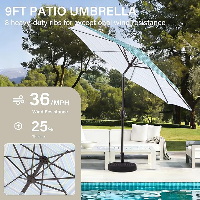 MEWAY 9ft Patio Umbrella Outdoor Table Umbrellas - Image 4