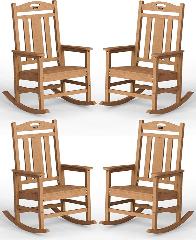 Ciokea Oversized Outdoor Rocking Chairs Set of 4, 380lbs Heavy-Duty Large Patio by CIOKEA