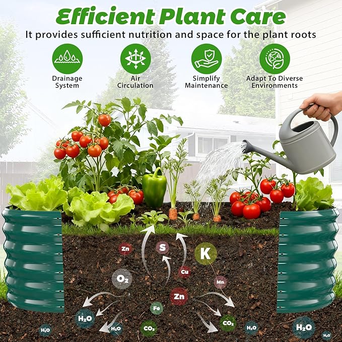 17" Tall Outdoor Garden Raised Garden Bed Kits, 5ft X 2ft Oval, 0.8MM Thick - Image 3