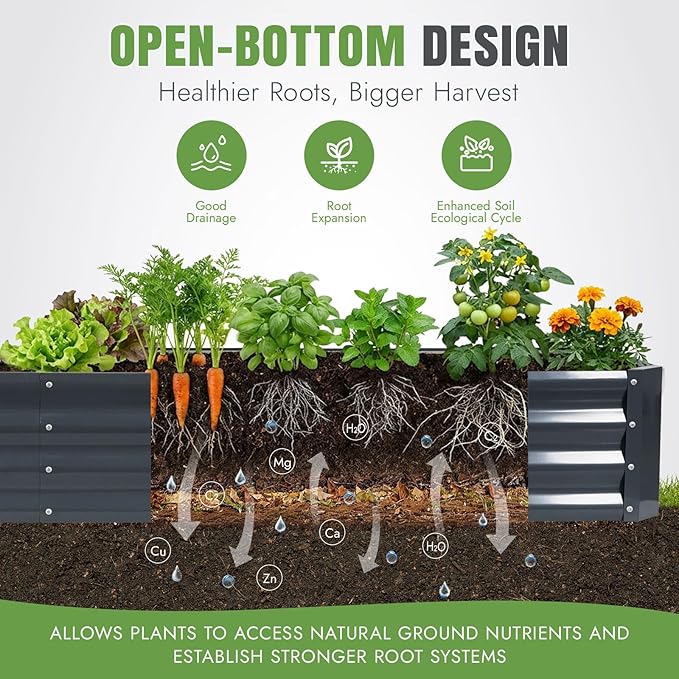 INNO STAGE 2 Pcs 8×4×1ft Galvanized Raised Garden Bed Kit, Galvanized Planter - Image 6