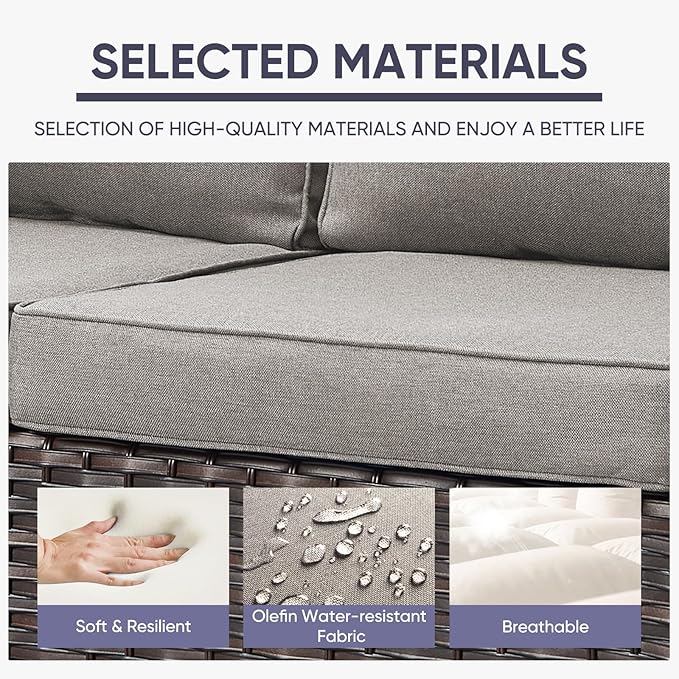 Belord 6 Piece Outdoor Furniture Patio Wicker Sofa Set, Oversize Outdoor Swivel - Image 8