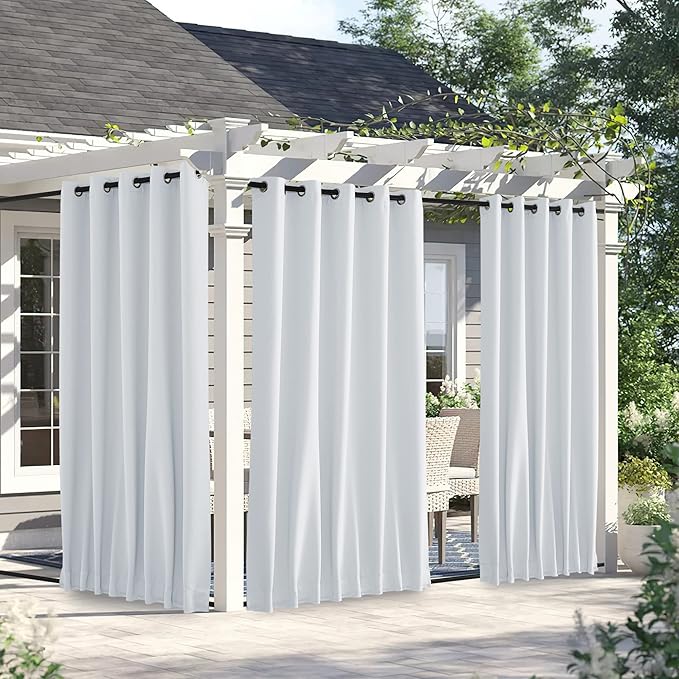 NICETOWN 2 Panels Outdoor Curtains Waterproof 90 inch Long by NICETOWN