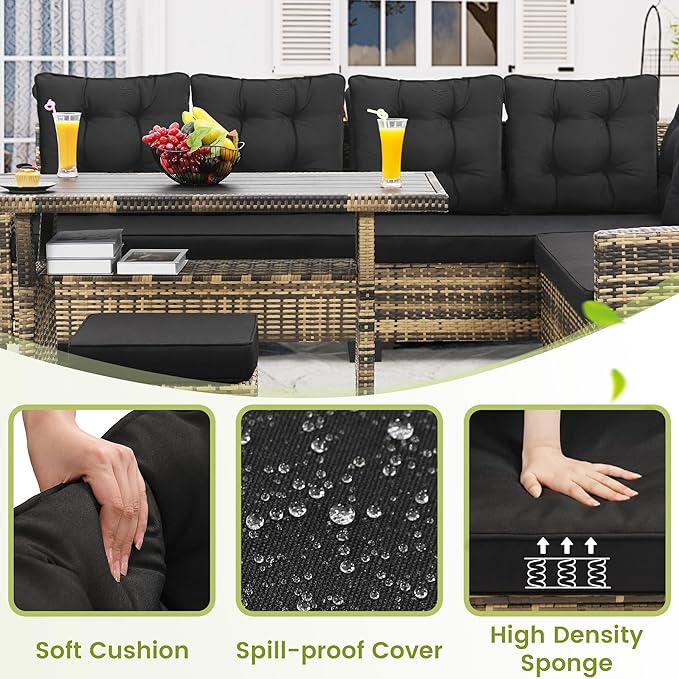 6-Piece Patio Furniture Set, Outdoor Sectional Sofa - Image 3