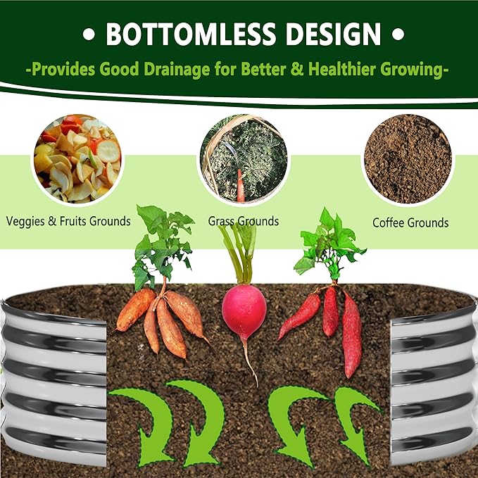2PCS 4x4x1FT Galvanized Raised Garden Bed Kit, Vegetable Boxes-Round Metal - Image 4
