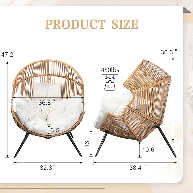 Vongrasig Wicker Egg Chair PE Rattan Chair - Image 2