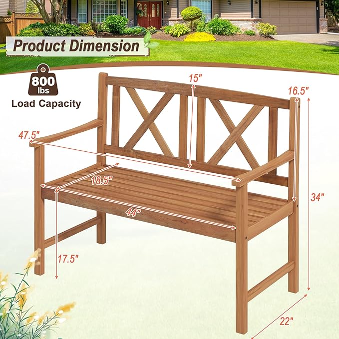 Giantex Patio Garden Bench Loveseat - Image 3