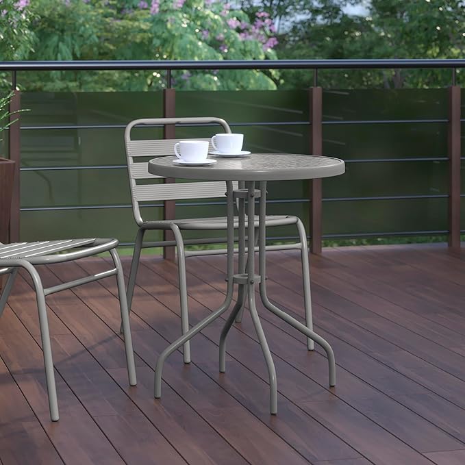 Flash Furniture Bellamy 23.75'' Round Tempered Glass Metal Table - Image 6