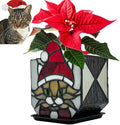 Stained Glass Christmas Cat Planter，Cute Planters by Entlityful