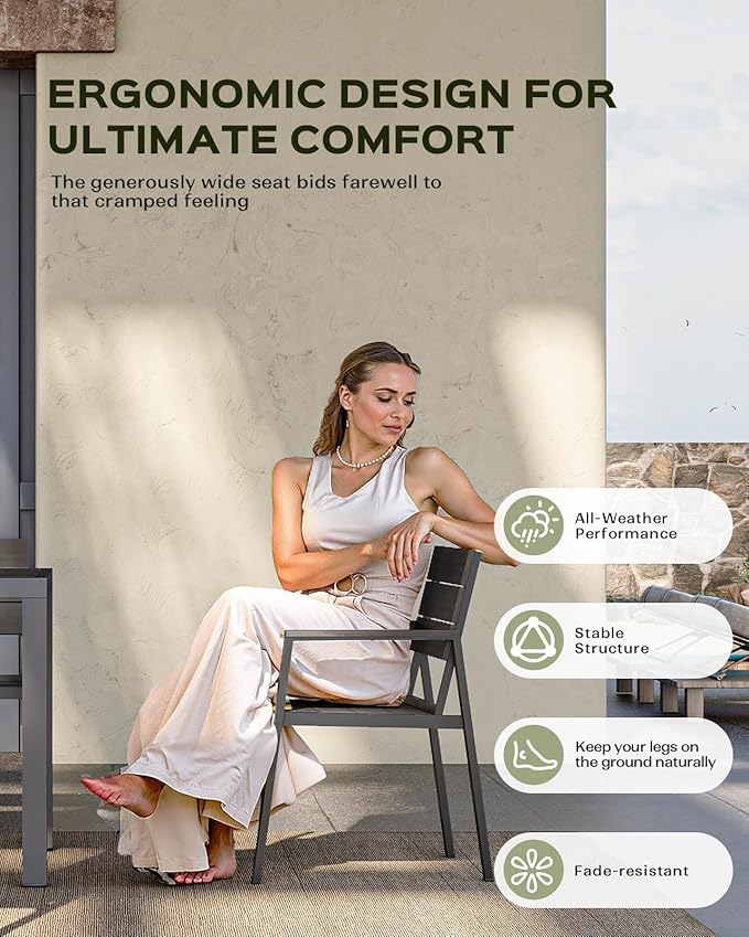 5-Piece Outdoor Dining Set, Aluminum Dining Table Set - Image 3