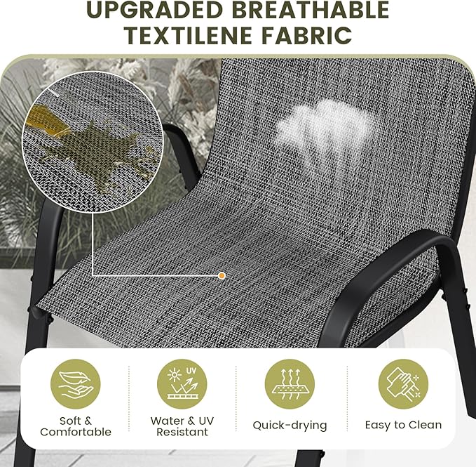 UDPATIO Patio Chairs Set of 8, Stackable Outdoor Dining Chairs - Image 5