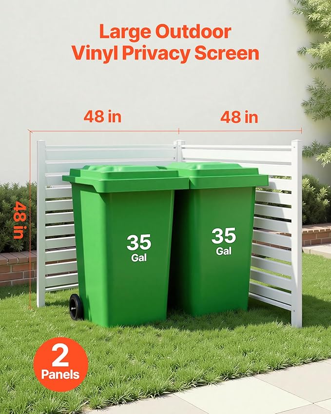 VEVOR 48" W x 48" H Vinyl Fence Panels, Air Conditioner Fence, Outdoor Privacy - Image 2