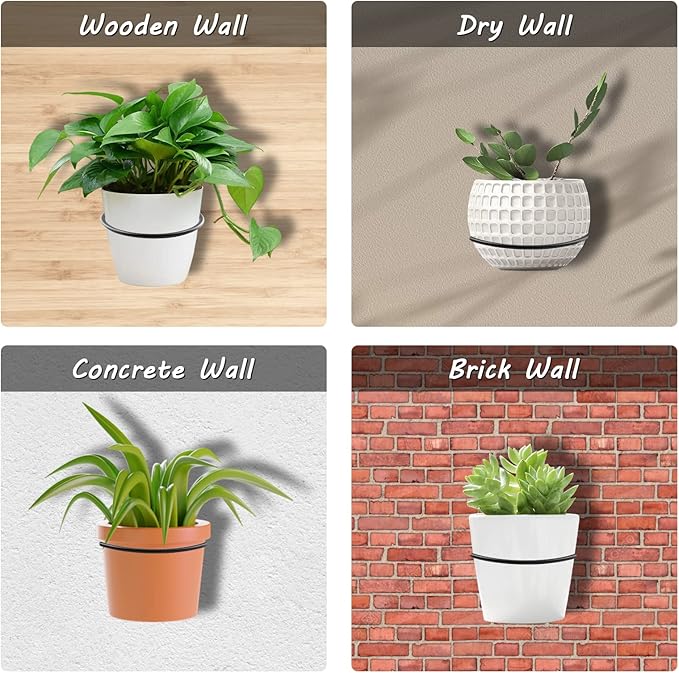 2-Pack 4 inch Flower Pot Holder Ring, Wall Mounted Metal Planter Hanger - Image 7